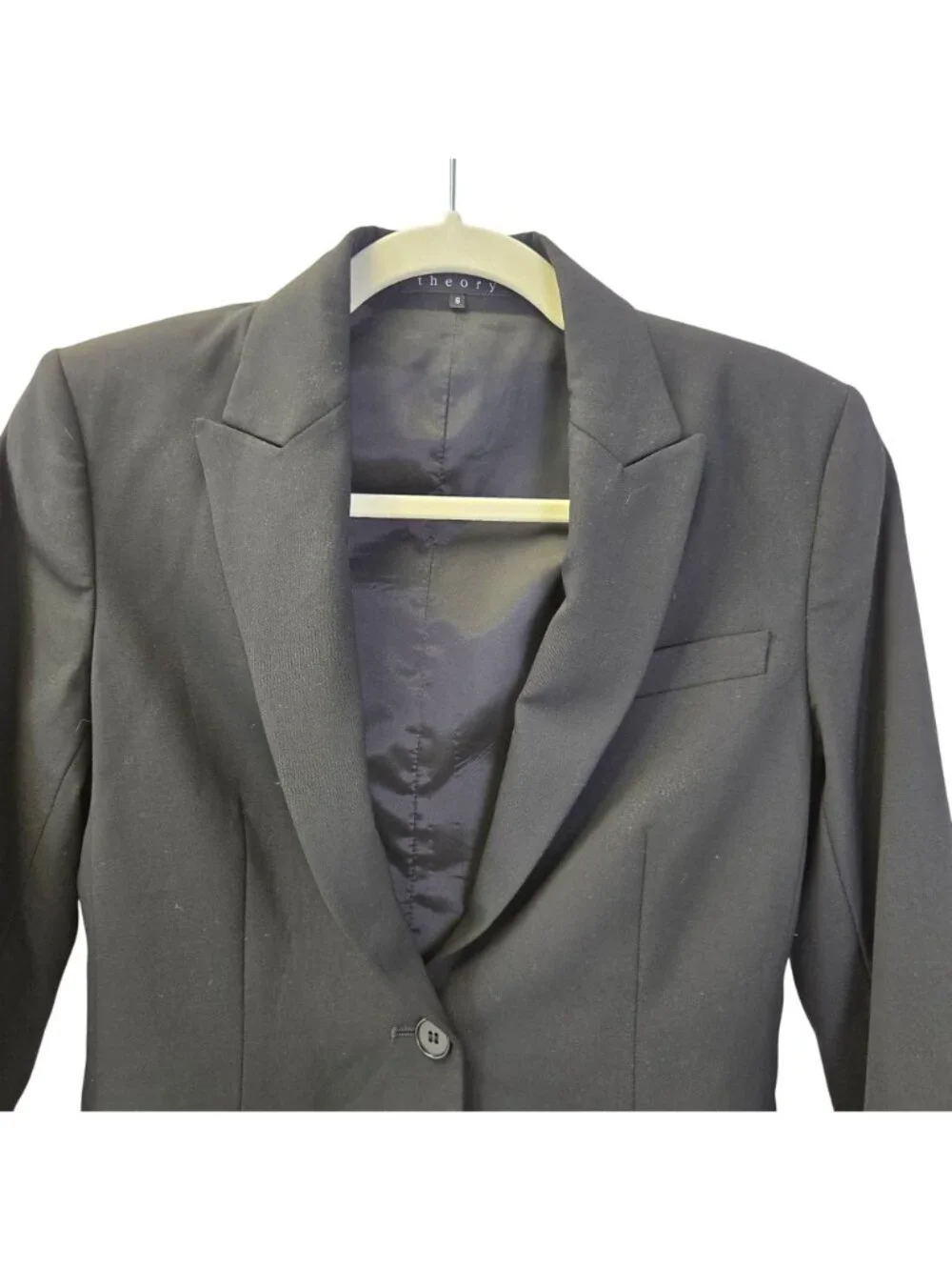 Theory Wool Blend One Button Blazer Jacket Size 6 - Picture 4 of 7